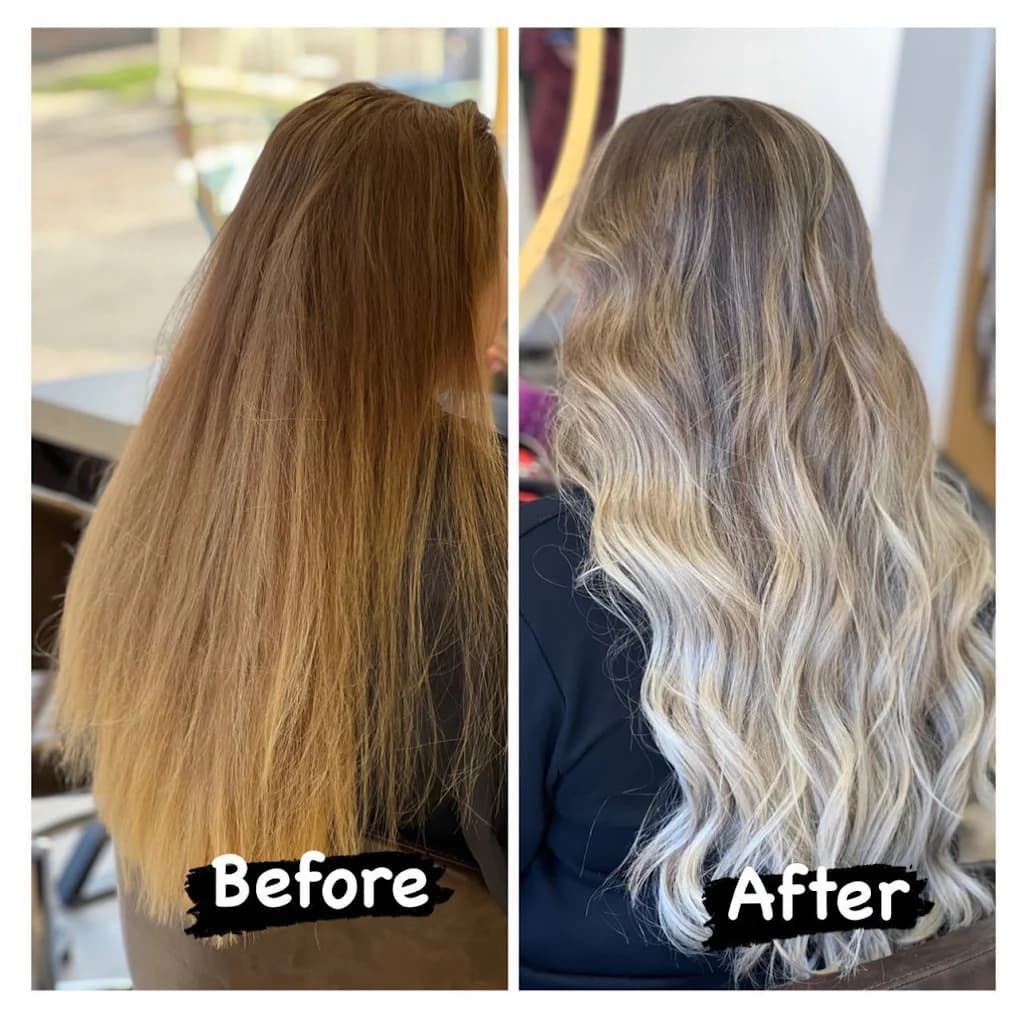 Balayage before and after A Cut Above hair salon Chatham